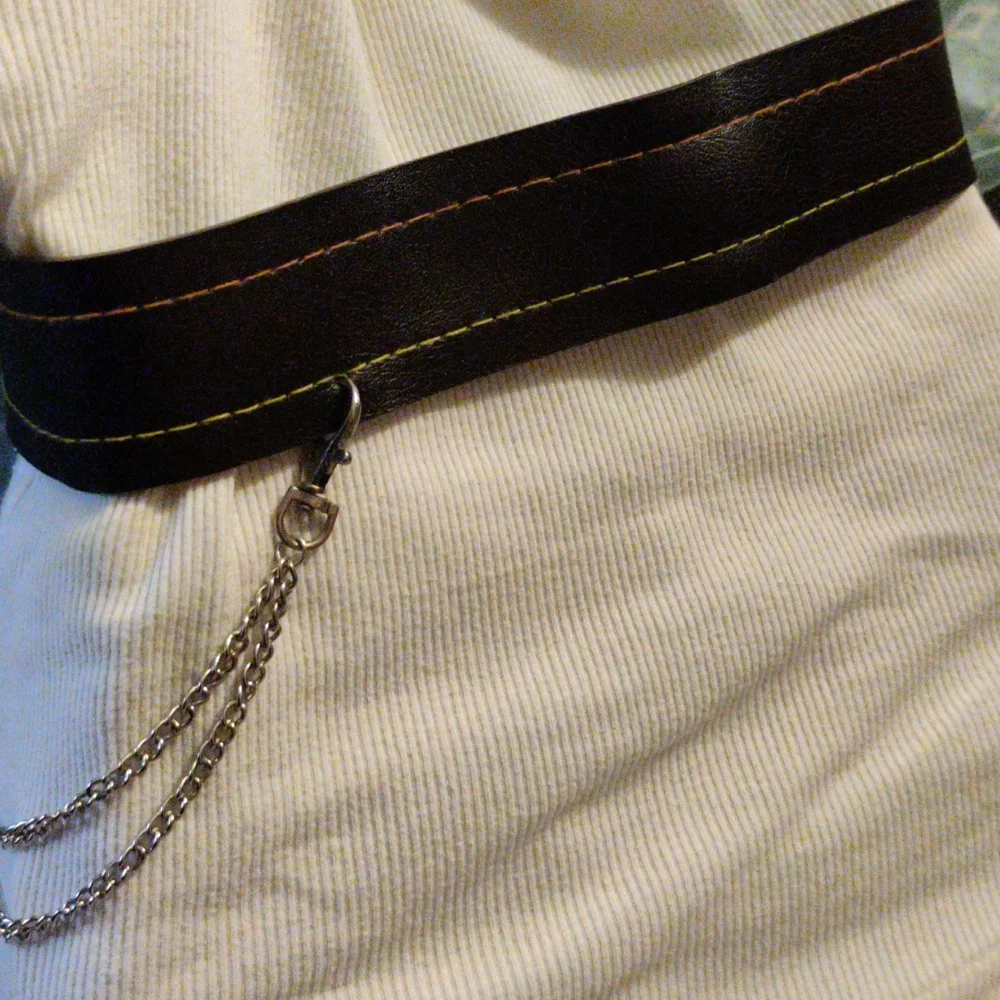 Brown Faux Leather Belt with chain